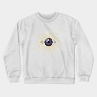 Violet Purple Evil Eye Gold Eyelashes Sun Moon Star Nazar Mati Talisman Crewneck Sweatshirt